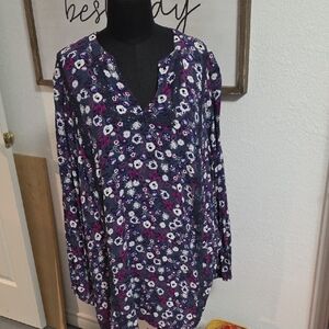 Lane Bryant Floral Tunic - Blue and Purple